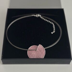 Pink Textured Pendant Necklace